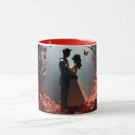 Caneca  Valentine’s Day Romantic Couple Silhouette love 