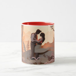 Caneca  Valentine’s Day Romantic Couple Silhouette love 