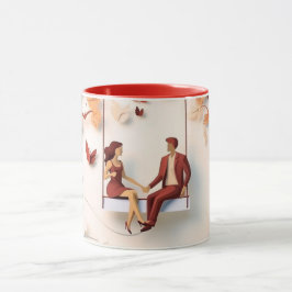 Caneca  Valentine’s Day Romantic Couple Silhouette love 