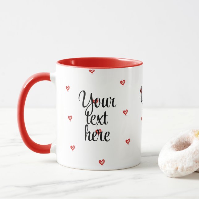 Caneca Valentine's Day Gift, Hearts Design, I Love You (Com Donut)