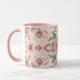 Caneca Valentine's Day, Lovely Pink Flowers Pattern