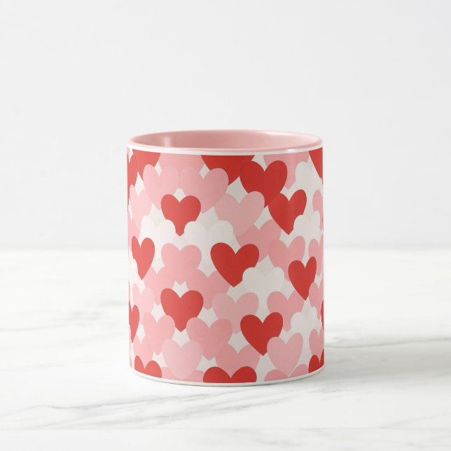Caneca Valentine's Day red/pink/white heart pattern (Centro)