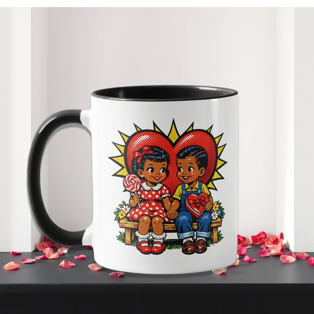 Caneca Valentine's Day | Retro Pop Art  Personalized (Criador carregado)