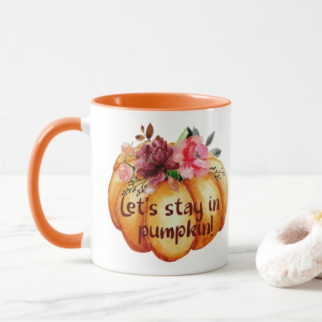 Caneca Vamos De Laranja De Queda Bonita Fica Em Pumpkin! (Com Donut)