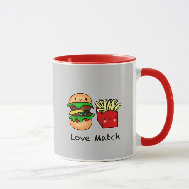 Caneca Vamos juntos como hambúrguer e batatas fritas pers (Direita)