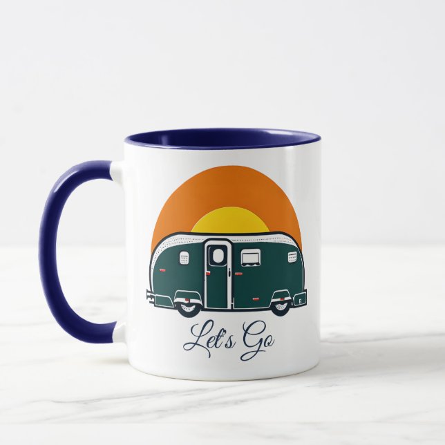 Caneca Vamos Lá! Divertido Camper RV Antigo  (Esquerda)