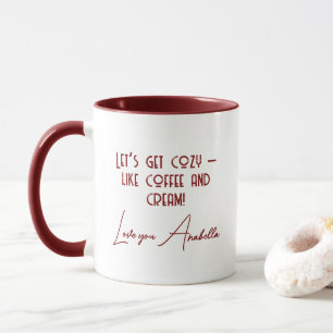 Caneca Vamos nos aconchegar como café e costume de citaçã