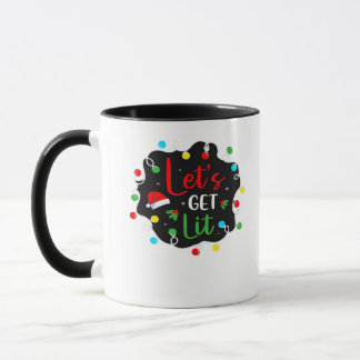 Caneca Vamos Sai Engraçado Luzes De Bebendo De Natal Sant