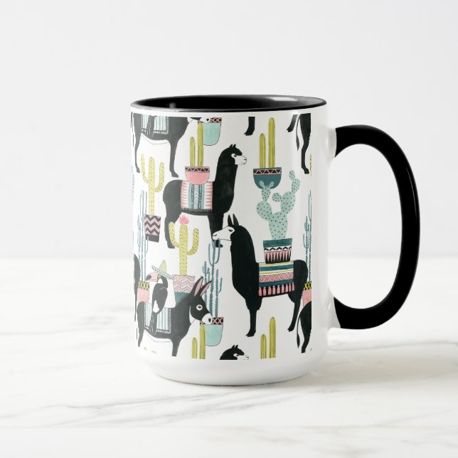 Caneca Vamos Taco Sobre Amor | Padrão Llama & Donkey (Direita)