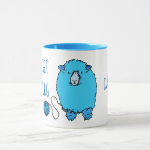Caneca Vamos tricotar ovelha azul personalizada