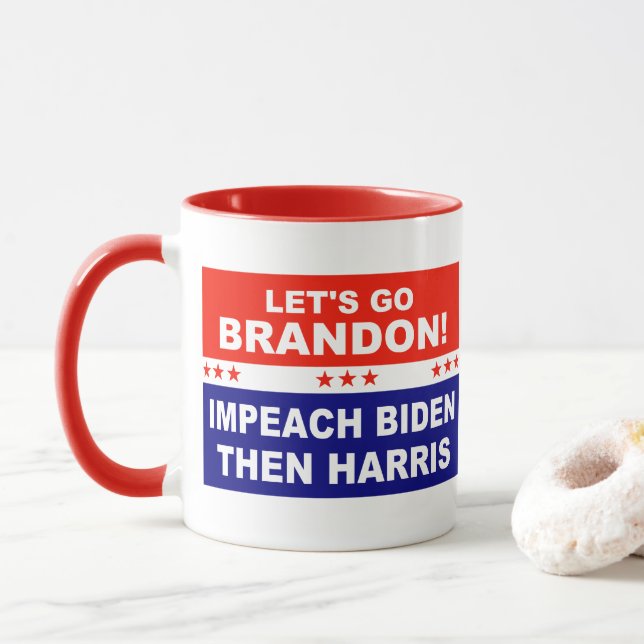 Caneca Vamos vai Brandon Impeach Biden Depois Harris (Com Donut)