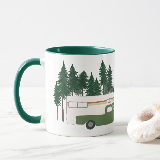 Caneca Vamos vai CAMPING! RV Verde da Campanha de Caminhã (Com Donut)