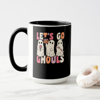Caneca Vamos Vai Ghouls Groovy Ghost Com Flores Vintage