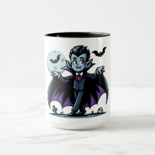 Caneca Vampiro bonitinho e branco do Halloween