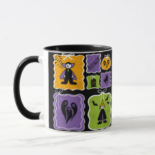 Caneca Vampiro bonito e bruxas no Halloween