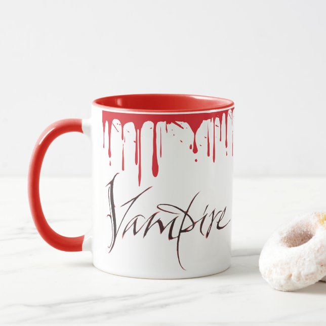 Caneca Vampiro Manhã Sanguínea Alface de Café Halloween (Com Donut)