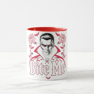 Caneca Vampiro Negro "Morda-me" Humor de Halloween
