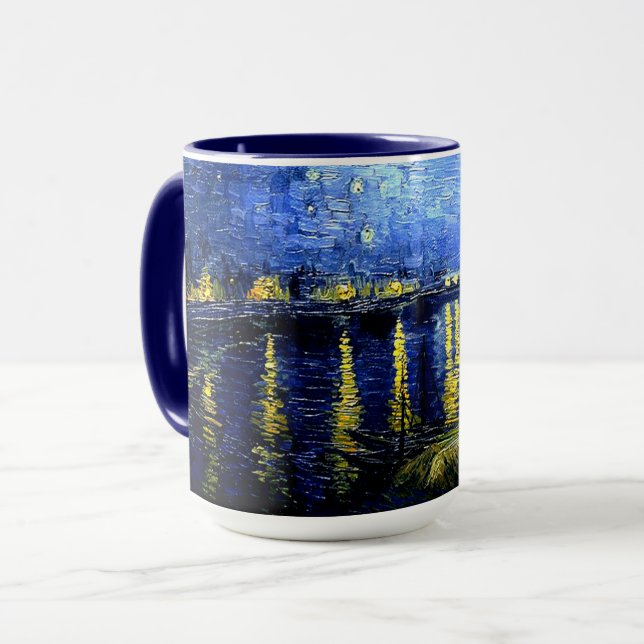 Caneca Van Gogh - Noite Estrelada sobre o Ródano (Frente Esquerda)