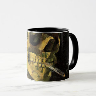 Caneca Van Gogh Skull com Cigarro queimado, Arte Vintage
