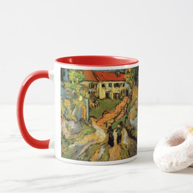 Caneca Van Gogh Village Street e Steps Auvers, números (Com Donut)