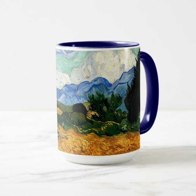 Caneca Van Gogh - Wheatfield com Cypress Tree (Frente Esquerda)