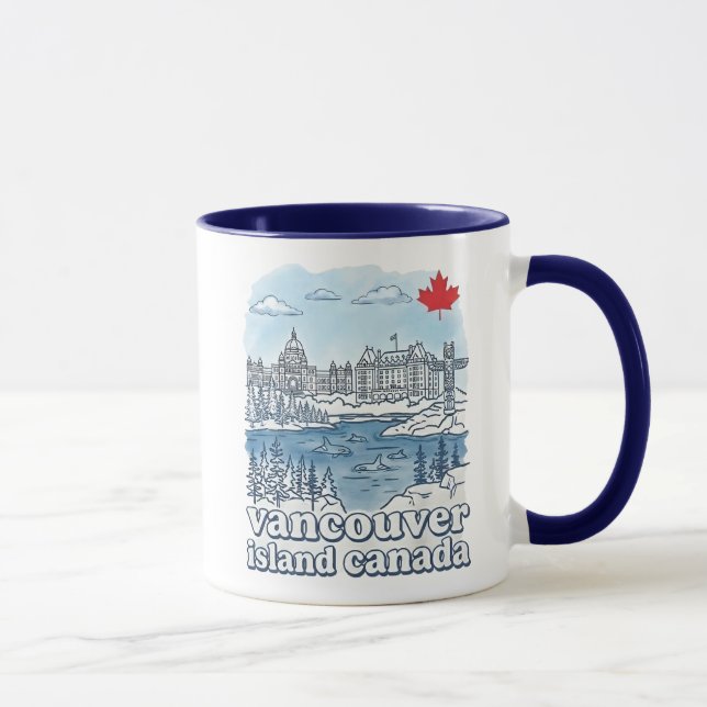 Caneca Vancouver Island Canada Simple Blue Skyline  (Direita)
