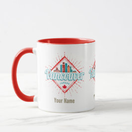 Caneca Vancouver Skyline British Columbia Retro Canadá