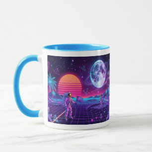 Caneca Vaporwave Synthwave Astronautas Retro dos Anos 90