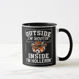 Caneca Vaqueiro de Panda Vermelho Engraçado