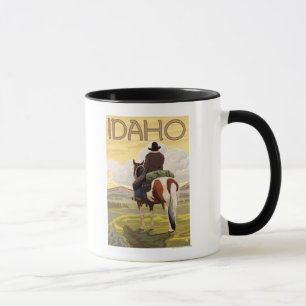 Caneca Vaqueiro & poster de viagens de HorseIdahoVintage