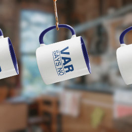 Caneca "VAR diz não" (Design azul)