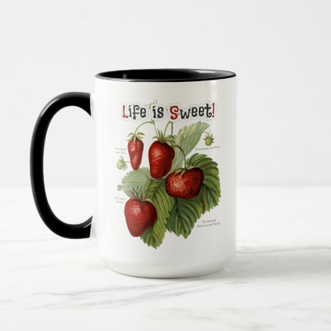Caneca Variedades de morango de linhagem branca A vida é  (Esquerda)
