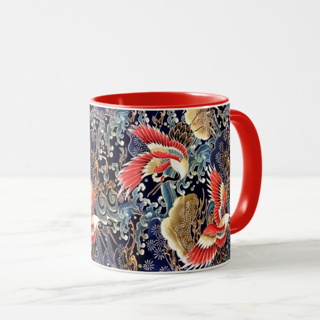 Caneca VARREDURAS, ONDAS, FLORES DE PRIMAVERA Japoneses (Frente Esquerda)
