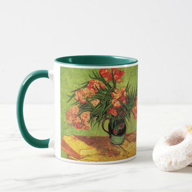 Caneca Vaso com Oleandros e Livros de Vincent van Gogh (Com Donut)