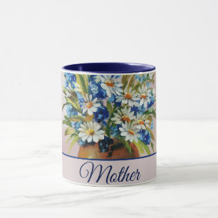 Caneca Vaso de margaridas aquarela personalizável