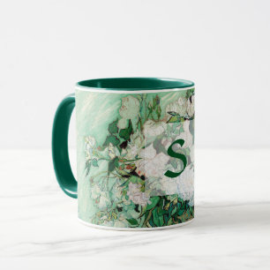 Caneca Vaso de Van Gogh com monograma cor-de-rosa da arte