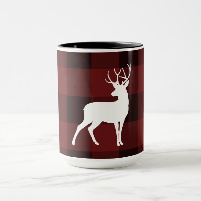 Caneca Veado Branco Buffalo Xadrez Natal Rústico País (Centro)