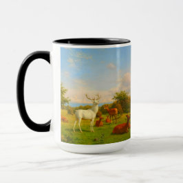 Caneca Veado Branco Em Campo Aberto Natureza Selvagem
