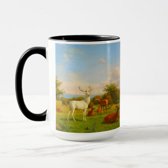 Caneca Veado Branco Em Campo Aberto Natureza Selvagem (Esquerda)