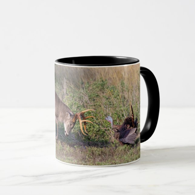 Caneca Veado-de-cauda-branca Lutando Peru Selvagem (Frente Esquerda)