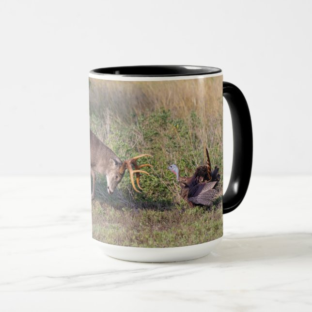 Caneca Veado-de-cauda-branca Lutando Peru Selvagem (Frente Esquerda)