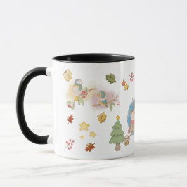 Caneca Veado, Pássaro, Coelho E Neve Na Estação De Férias
