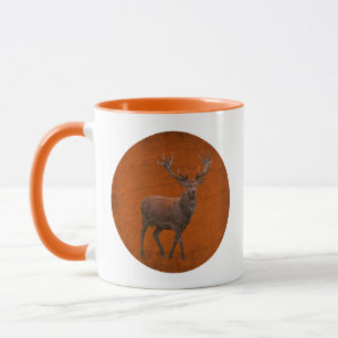 Caneca veado vintage em natureza laranja