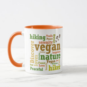 Caneca Vegan Hiker Caminhando Palavra-Nuvem Mug