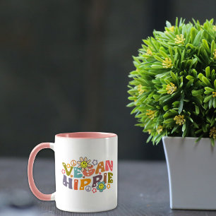 Caneca Vegan Hippie, Trendy Flowers Retro