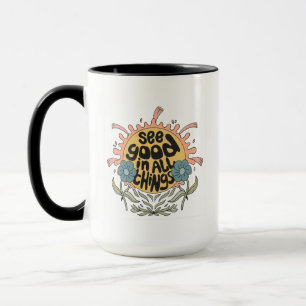 Caneca Veja Bom em todas as coisas, Hippie Graphic