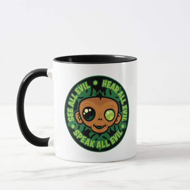 Caneca Veja, Ouça e Fale Todo Macaco Mau (Esquerda)