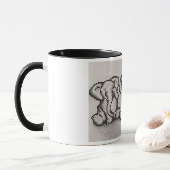 Caneca Veja, Ouça, Não Fale Sem Mug De Elefante Mau (Com Donut)