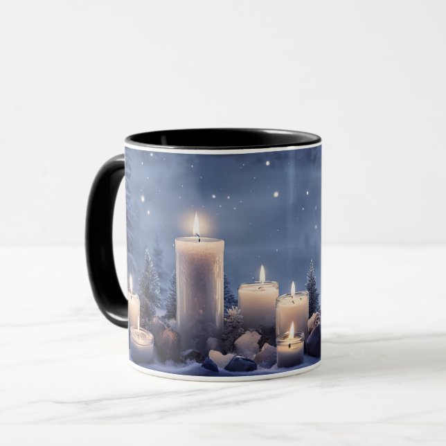 Caneca Velas bonito no Feriado da Neve (Frente Esquerda)