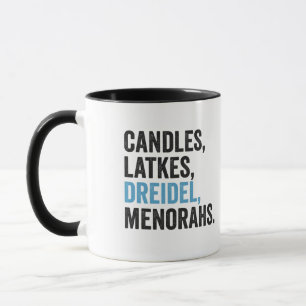 Caneca Velas Latkes Dreidel Menorahs Divertido Hanukkah J
